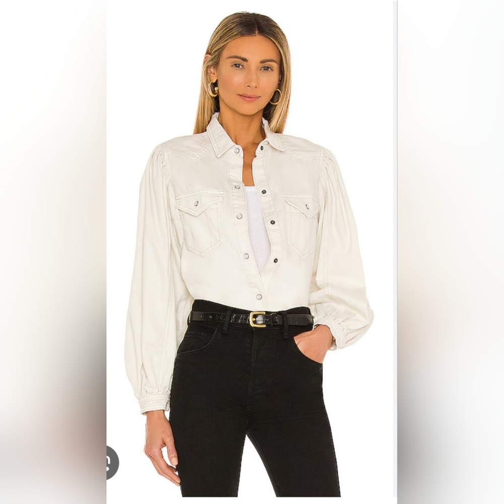 We The Free Cream Western-Style Button Down Shirt